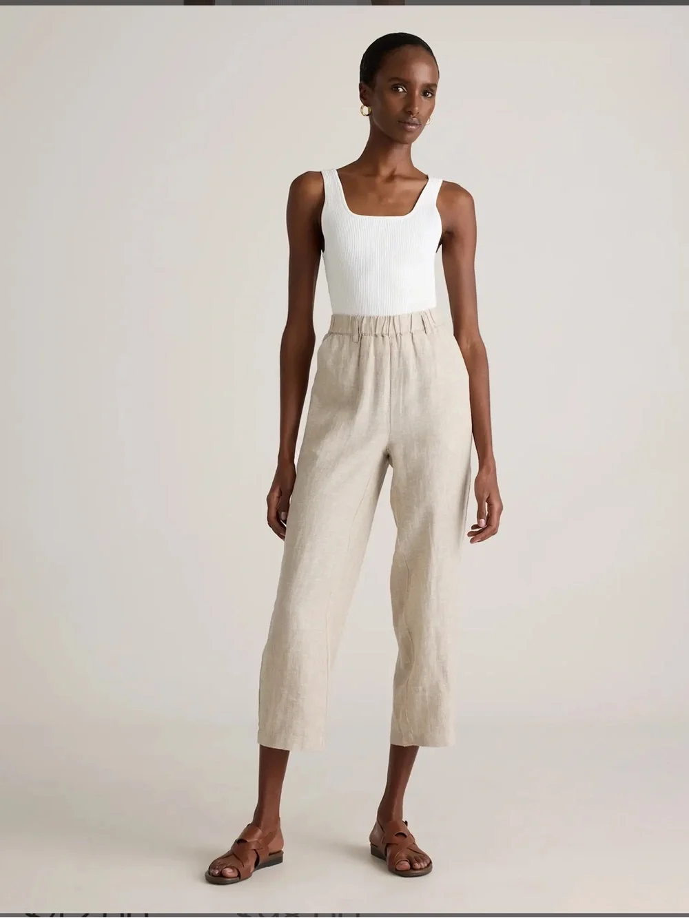 NWT Quince Cropped 100% European Linen Pants in Light Beige Size 3X